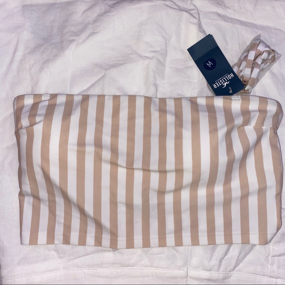 NWT Hollister Nude Striped Bikini Adjustable Bandeau Top